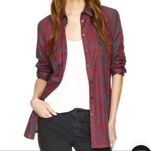 Aritzia Talula Light Weight Maroon and Grey Flannel